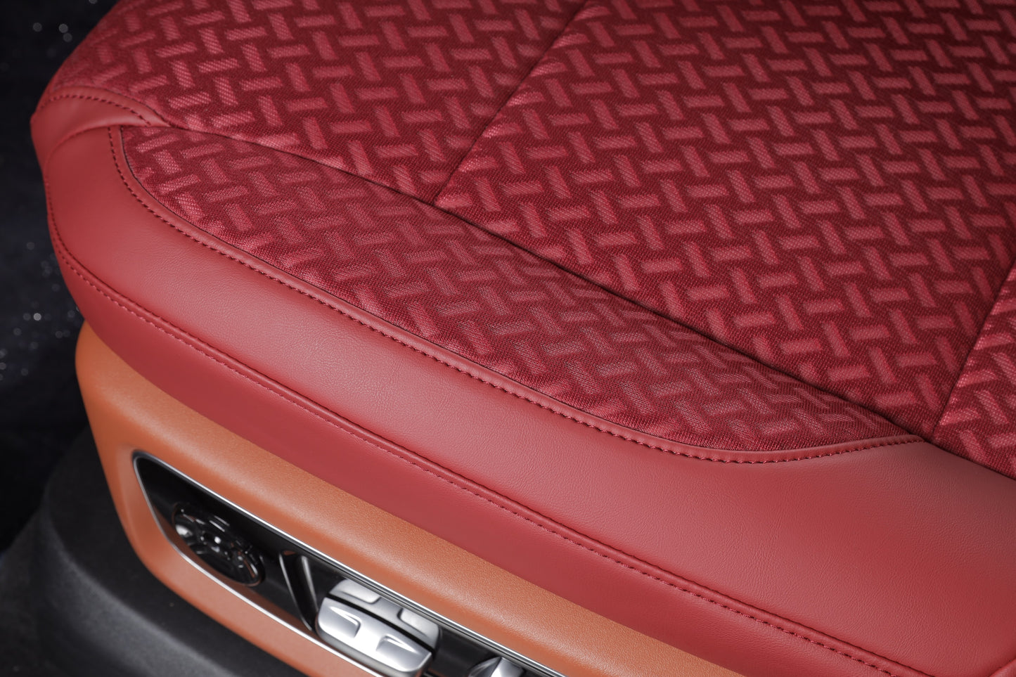 red nappa leather silk fabric seat cover for nissan