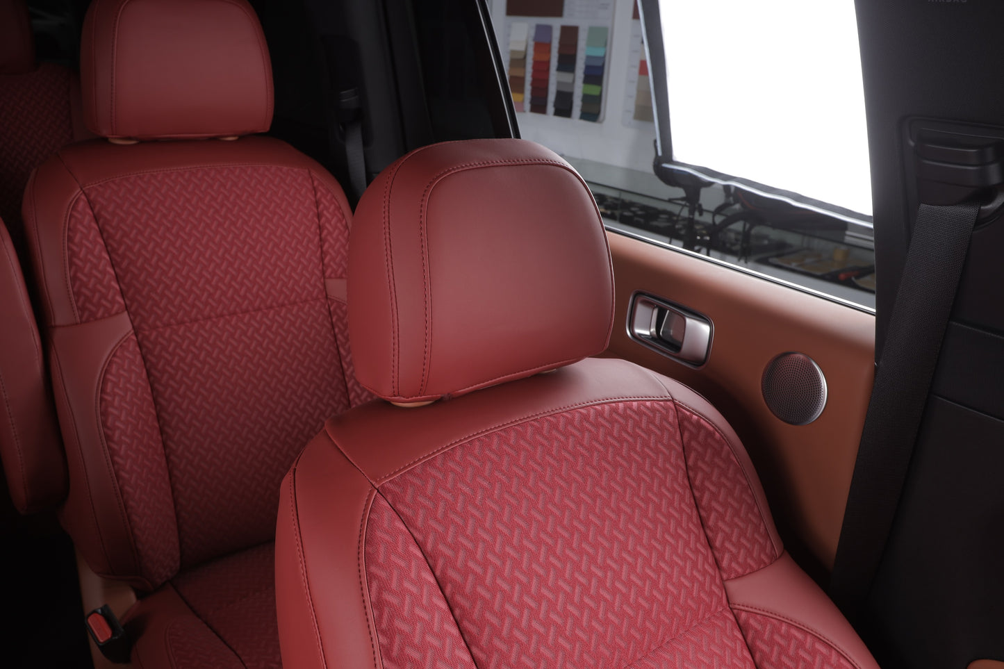 silk fabric red nappa leather car interior accessories for nissan