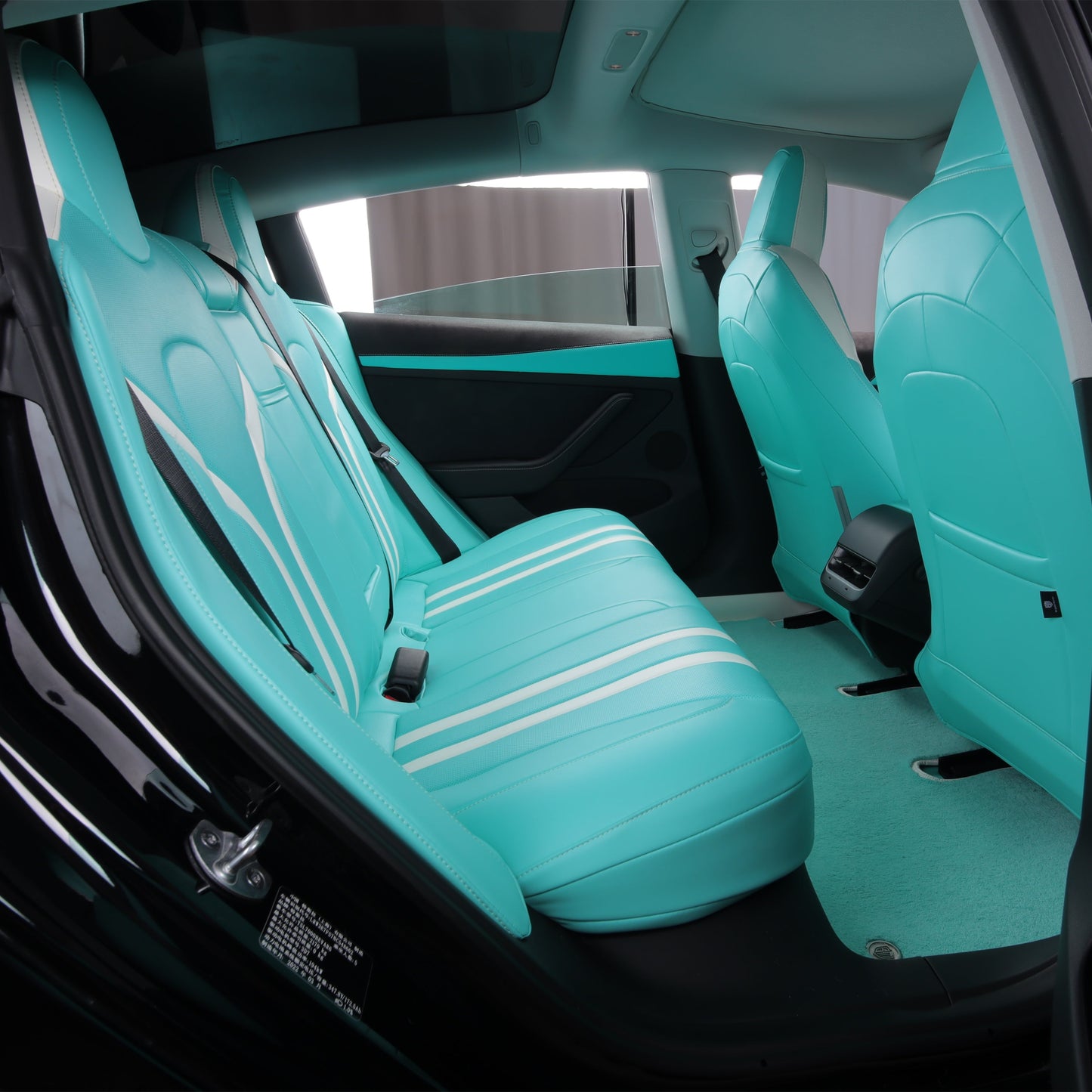 tiffany blue leather front and rear back cover for tesla