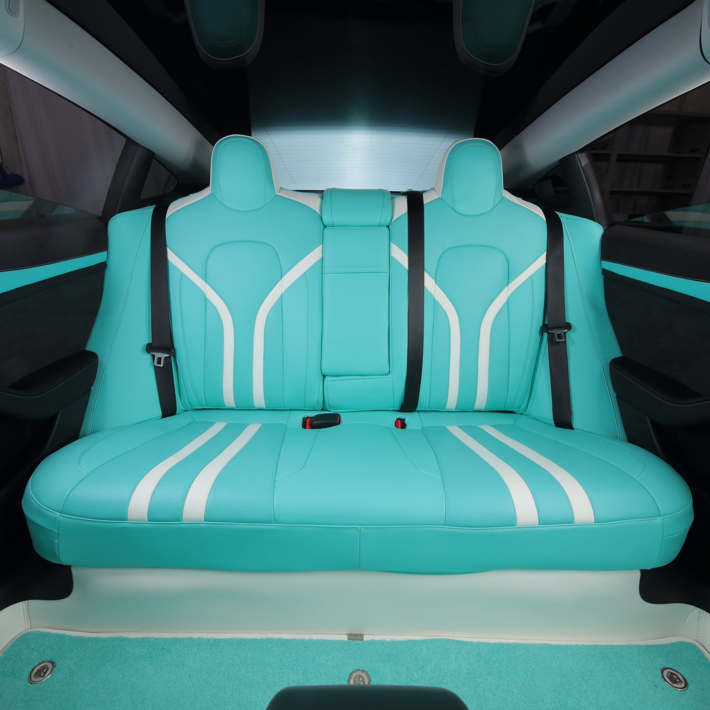 tiffany blue rear seat cover for tesla