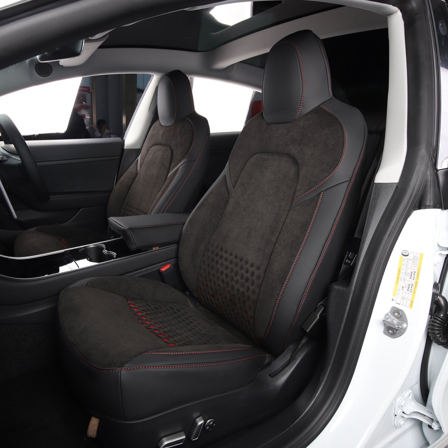 velvet suede fabric front car seat cover for tesla