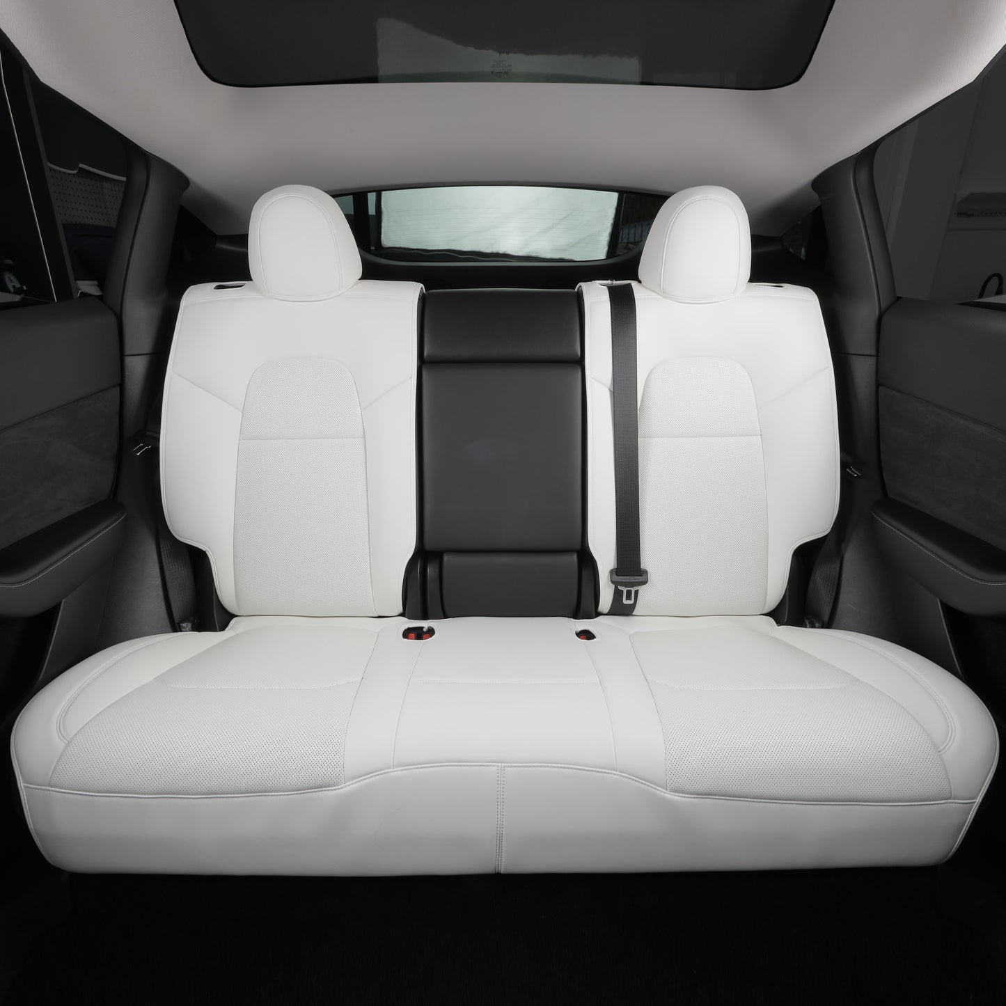white leather rear flat seat cover for tesla