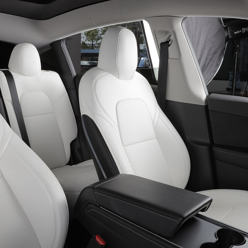 white nappa leather car seat cover for tesla