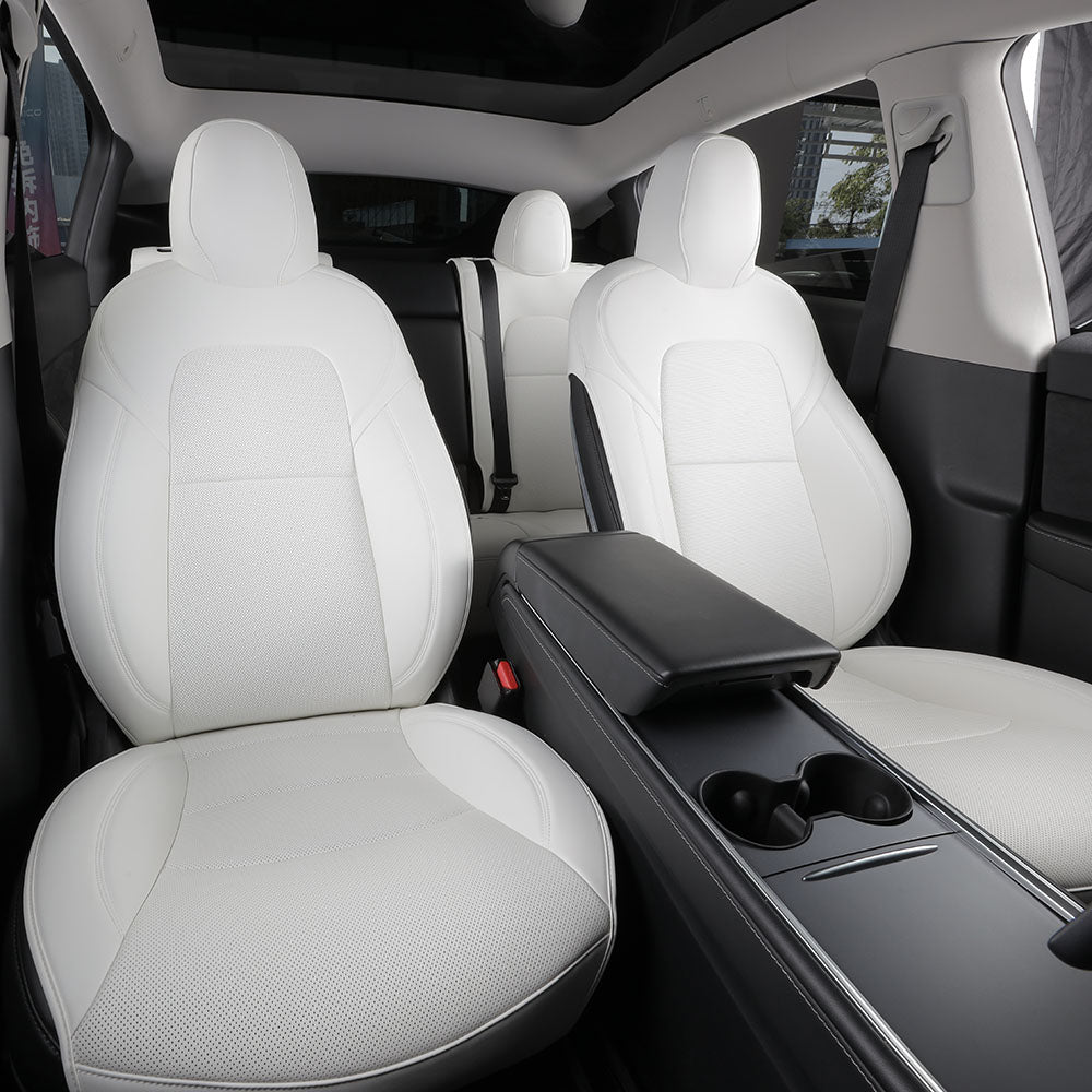 white nappa leather flat car seat cover car interior accessories