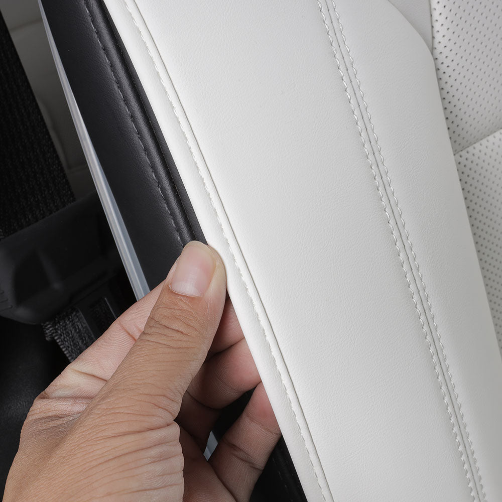 white stitching leather car seat cover for tesla