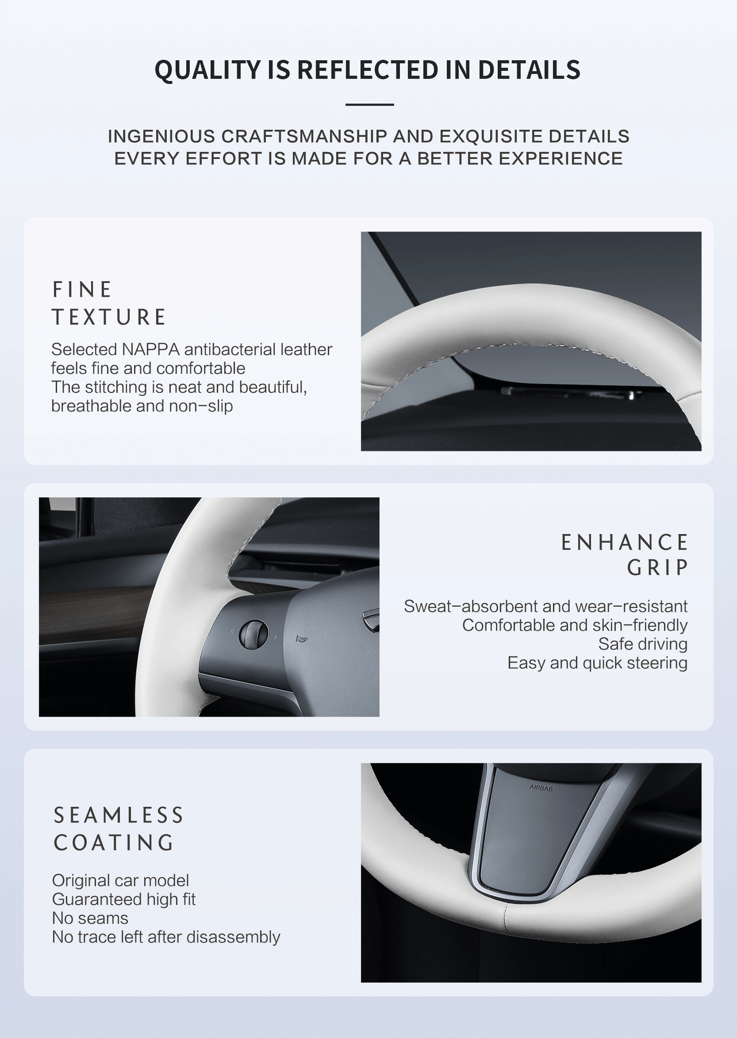 Bespoke Master Custom Fit Breathable and Premium Nappa Leather Car Steering Wheel Cover