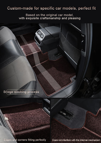 Bespoke Master Custom Fit Double Layer Nappa Leather Car Floor Mat Nylon Carpet for Tesla