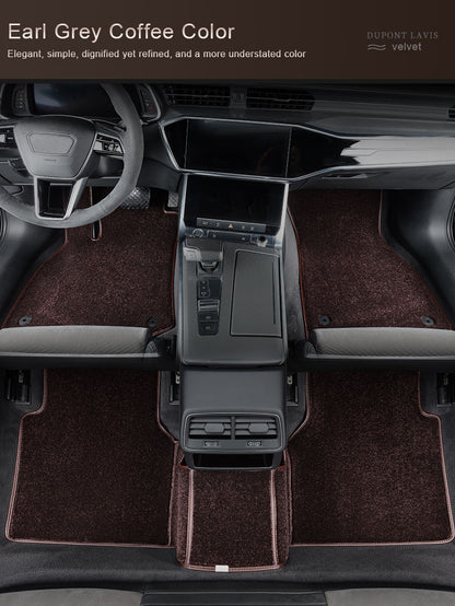 Bespoke Master Custom Fit Double Layer Nappa Leather Car Floor Mat Nylon Carpet for Tesla