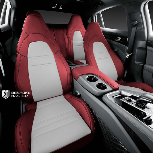 Luxury Full Set Red & White Nappa Leather Car Seat Covers for Porsche Panamera