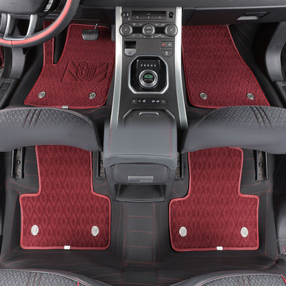 Custom Fit Double Layer Mat Nappa Leather Fiber Carpet Waterproof Car Floor Mat for Land Rover