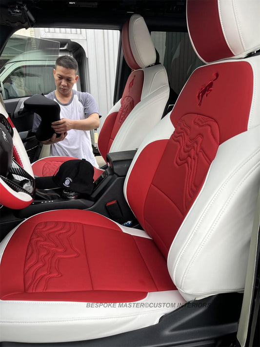 Embroidery Logo Nappa Leather Custom Car Seat Covers For Ford Bronco