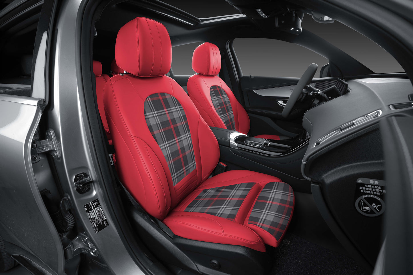 Bespoke Master Custom Fit PVC Nappa Leather High Fabric Houndstooth Car Seat Cover