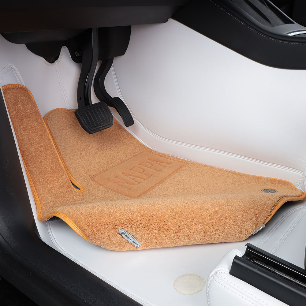 Custom Fit Waterproof and Wear Resistant Double Layer Leather Car Floor Mat With Nylon Carpet for Tesla