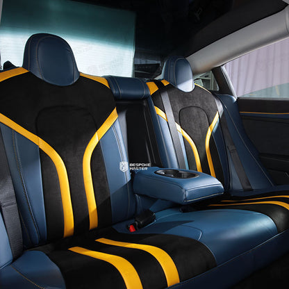 Velvet Suede Fabric and Nappa Leather Sporty Stylish Custom Car Seat Covers