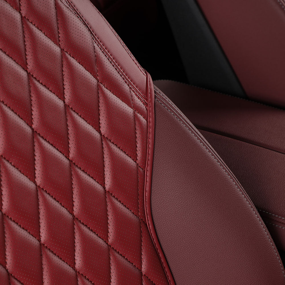 Bespoke Master Custom Fit Argyle Fabric Nappa Leather Half Coverage Car Seat Cover Cushions