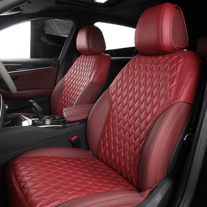 Bespoke Master Custom Fit Argyle Fabric Nappa Leather Half Coverage Car Seat Cover Cushions