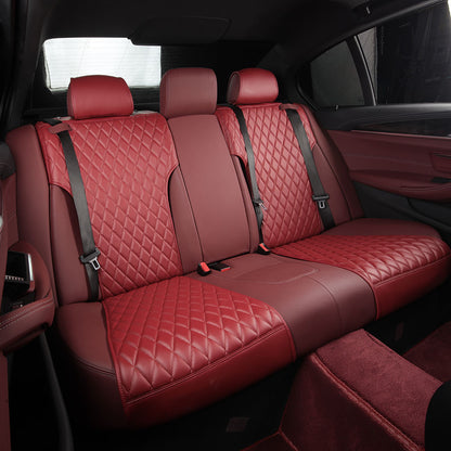 Bespoke Master Custom Fit Argyle Fabric Nappa Leather Half Coverage Car Seat Cover Cushions