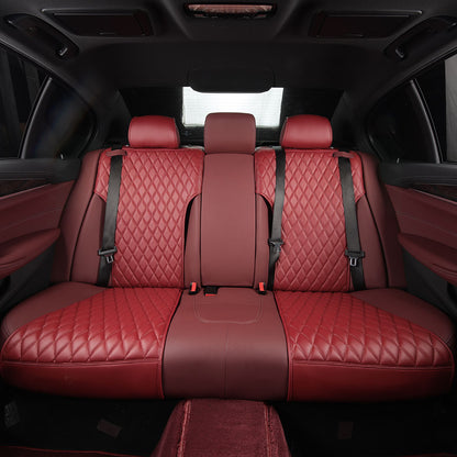 Bespoke Master Custom Fit Argyle Fabric Nappa Leather Half Coverage Car Seat Cover Cushions