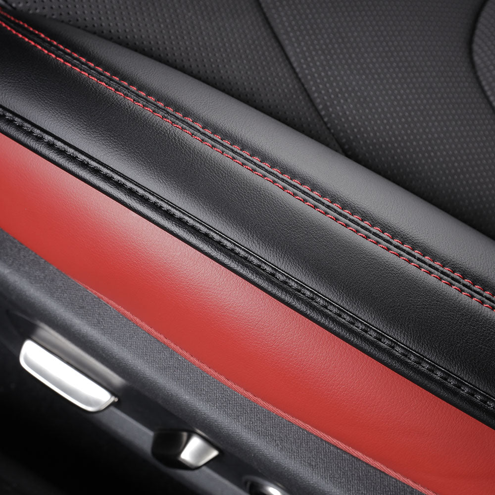 Custom Fit Airbag Compatible Antibacterial Black Nappa Leather Invisible Car Seat Covers For Xiao mi