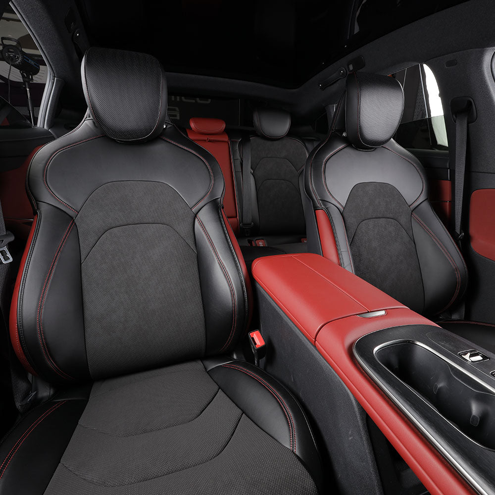 Custom Fit Airbag Compatible Antibacterial Black Nappa Leather Invisible Car Seat Covers For Xiao mi
