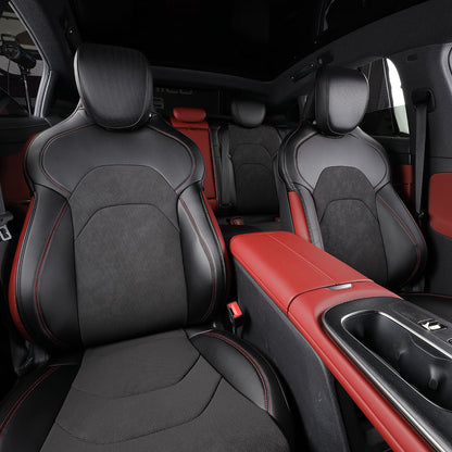 Custom Fit Airbag Compatible Antibacterial Black Nappa Leather Invisible Car Seat Covers For Xiao mi