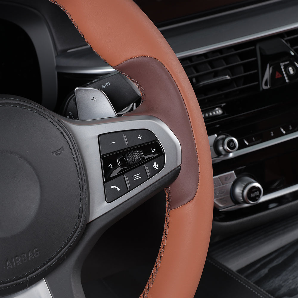 Bespoke Master Custom Fit Leather Two-Tone Non-Slip Waterproof Car Steering Wheel Cover