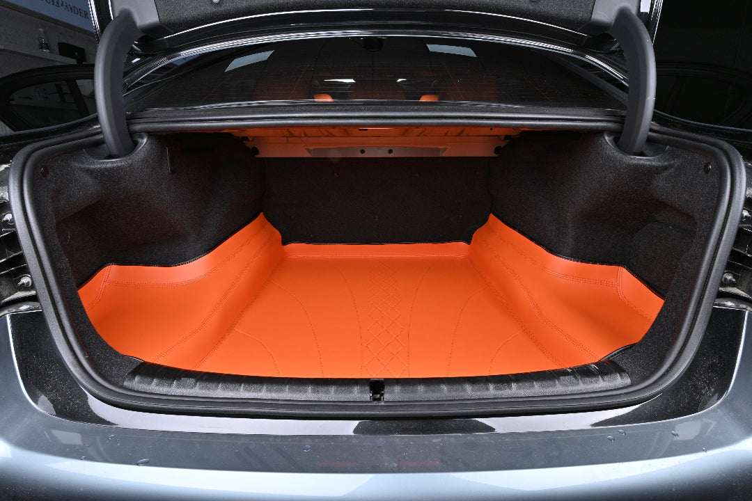 Custom Fit Orange Colorful Nappa Leather Trunk Mat Waterproof and Anti Slip Cargo Liner Mat