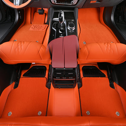 Hermès orange leather car floor mat car mat for bmw