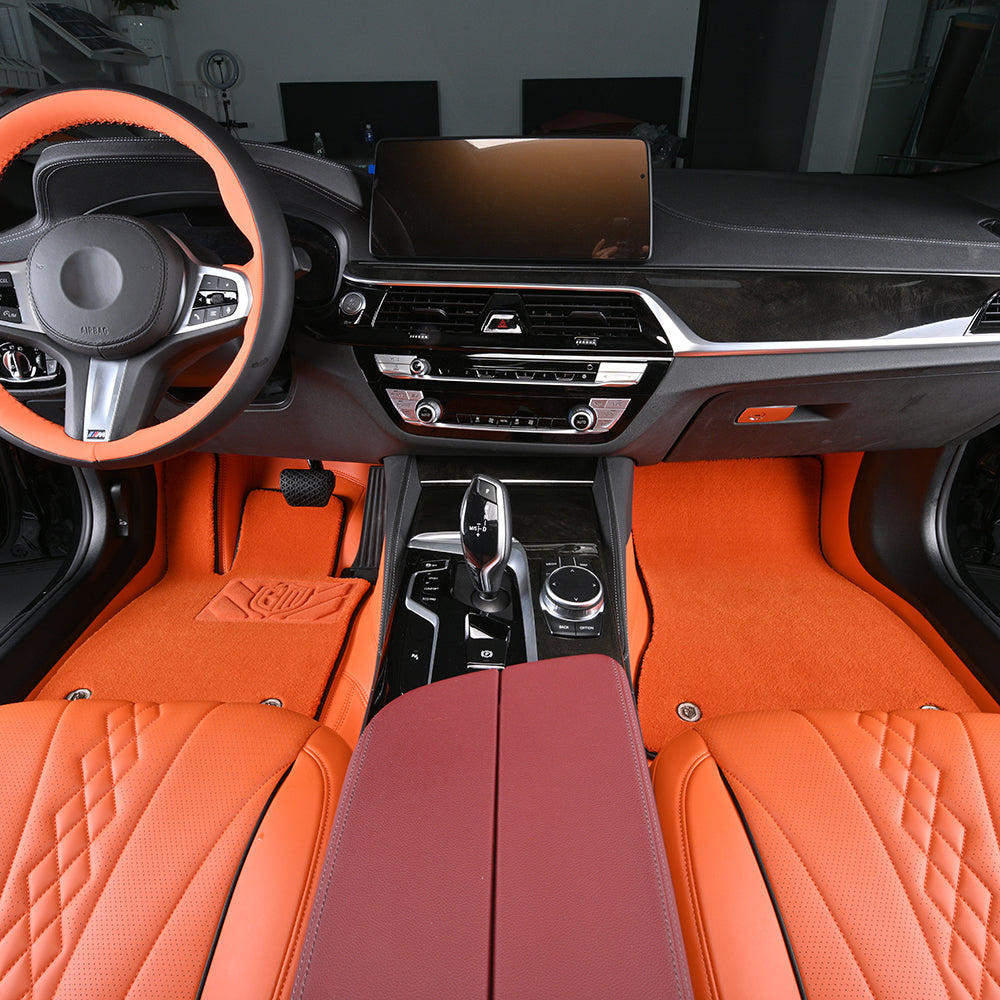 Hermès orange leather front car floor mat car mat