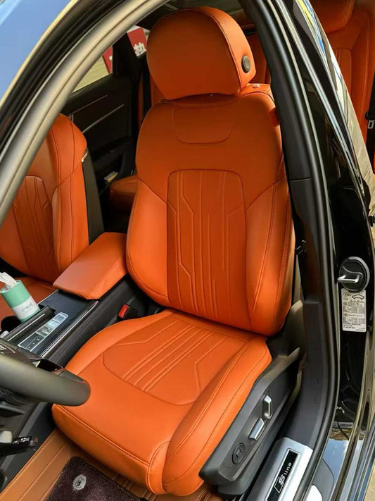 Orange Leather Seat Covers Luxury Nappa Leather Custom Car Seat Covers for Audi A6L