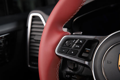 Custom Fit Solvent Free Nappa Leather Pure Red Car Steering Wheel Cover for Porsche