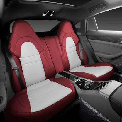 Luxury Full Set Red & White Nappa Leather Car Seat Covers for Porsche Panamera