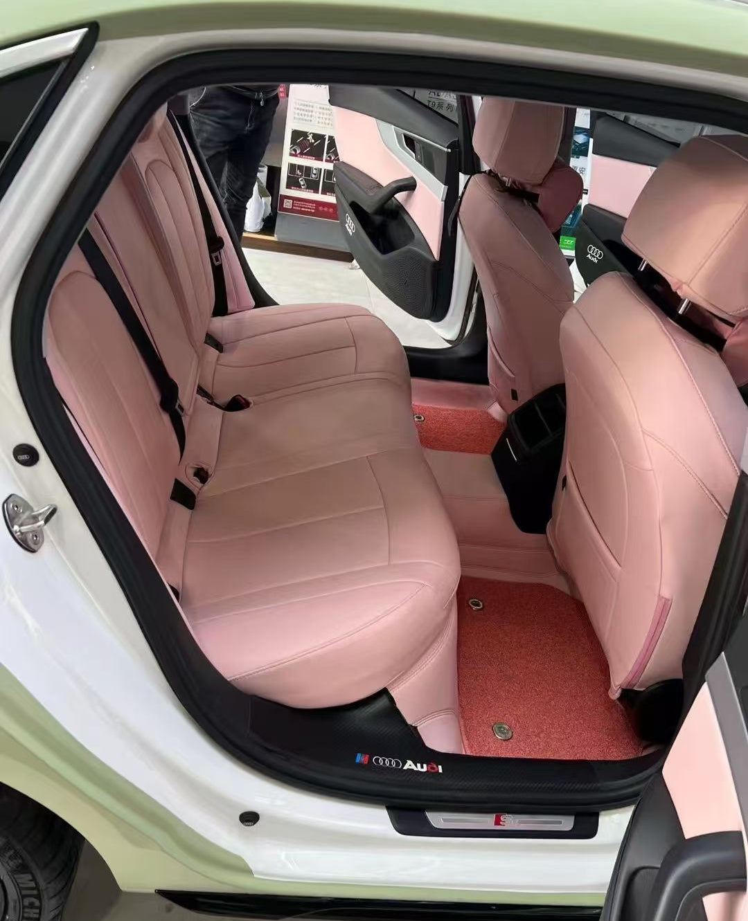 NP122 White Peach Pink Rear Seat Cover