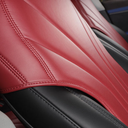 Red Leather Car Seat Cover for Tesla