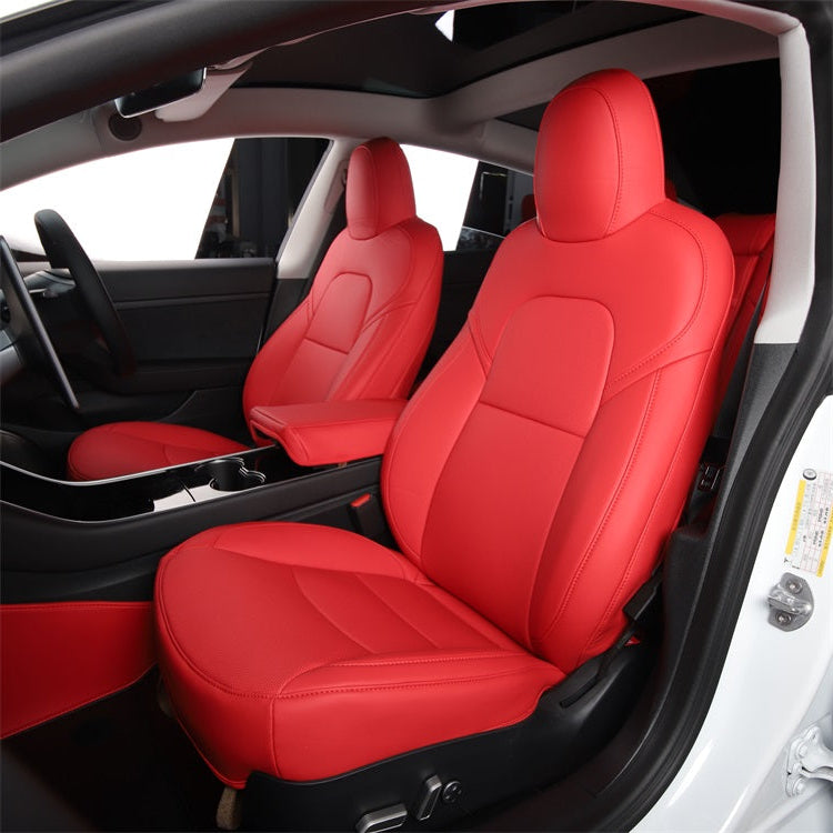 Red Leather Front Seat Car Seat Cover for Tesla