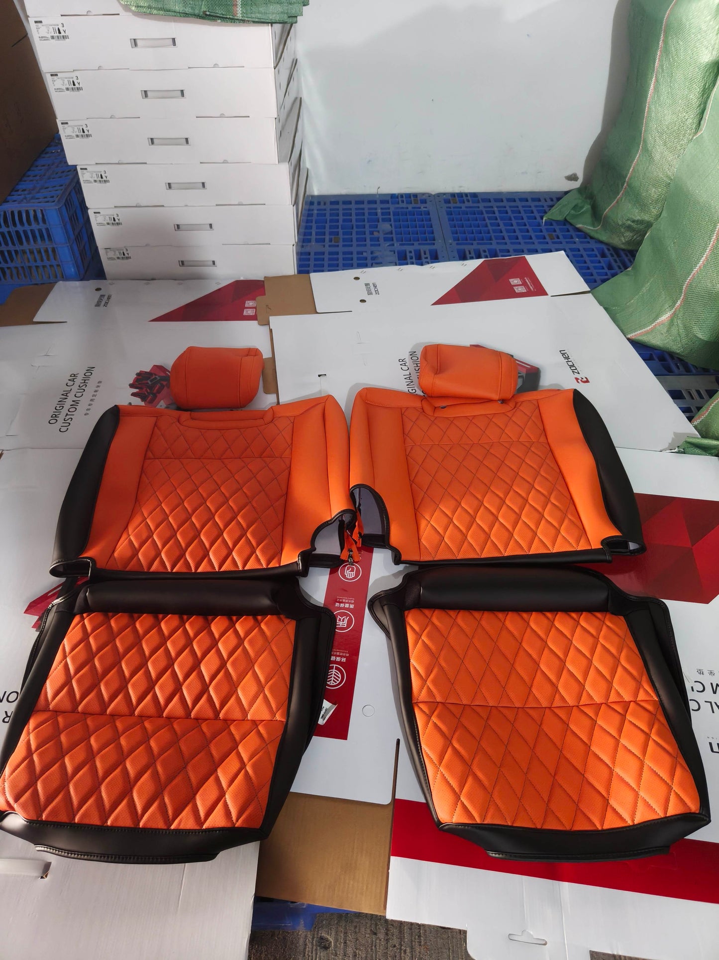Custom Fit Seat Covers for Toyota Prado 2016 7-Seater – Nappa Leather Hermes Orange & Black