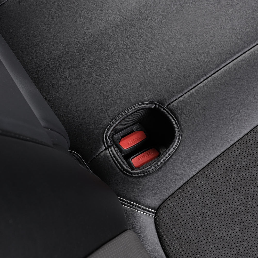 airbag compatible black leather full coverage seat cover for tesla