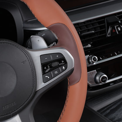 antibacterial nappa leather steering wheel cover for bmw