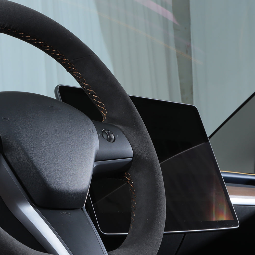 microfiber leather steering wheel cover for tesla