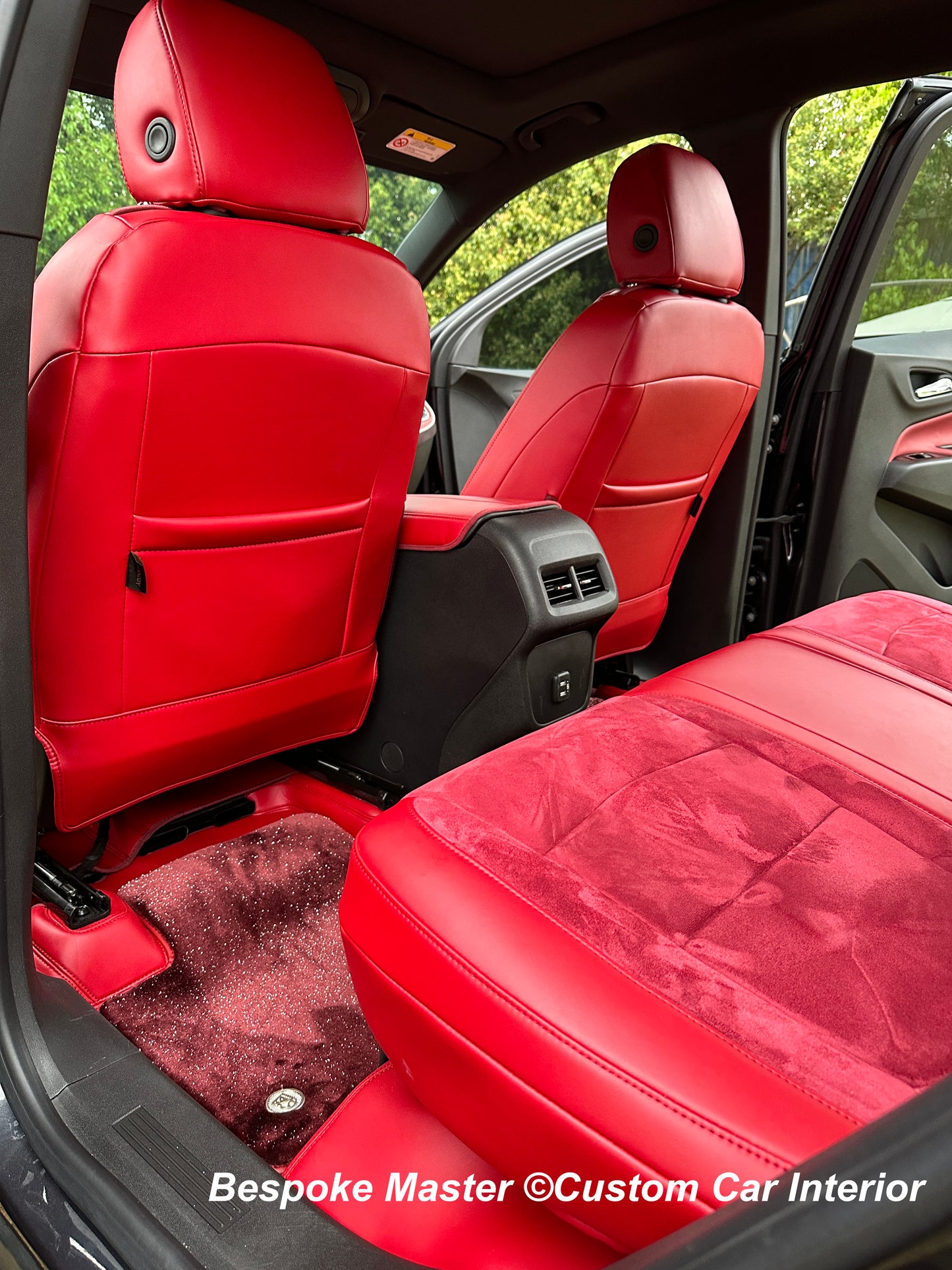 Red Nappa Leather and Velvet Suede Fabric Car Seat Covers for Chevrolet Equinox