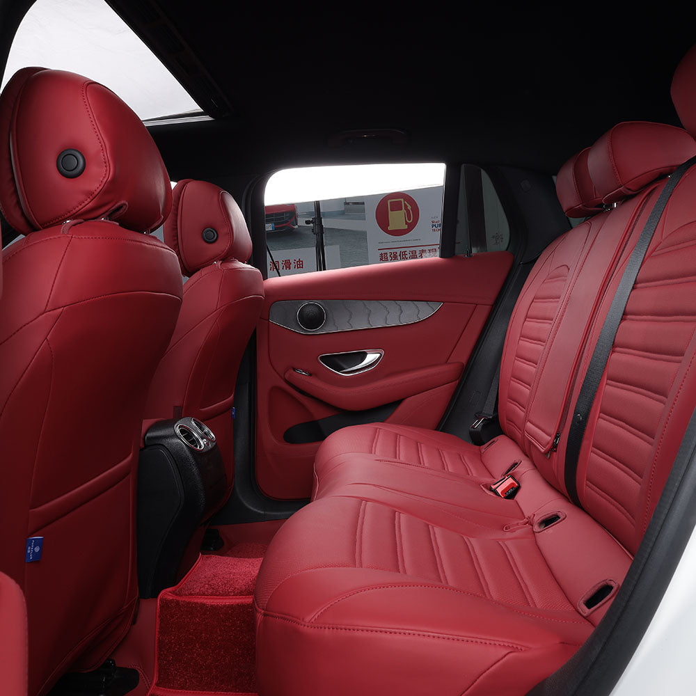 Red Nappa Leaher Custom OEM Car Seat Covers For Mercedes-Benz EQC