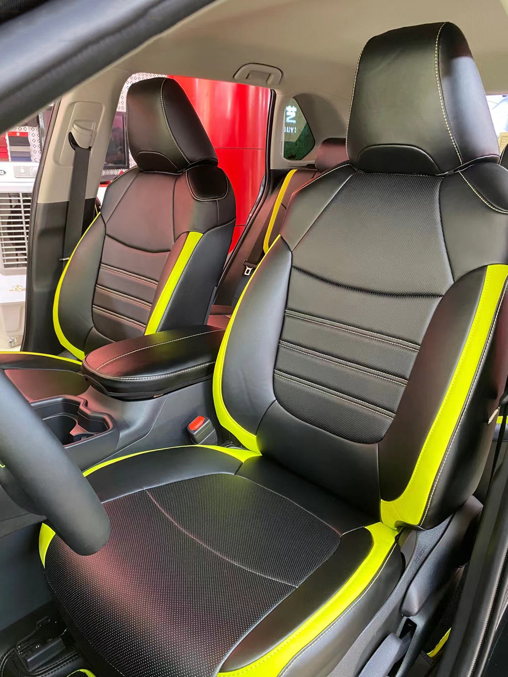 black and green leather car seat cover for toyota rav4