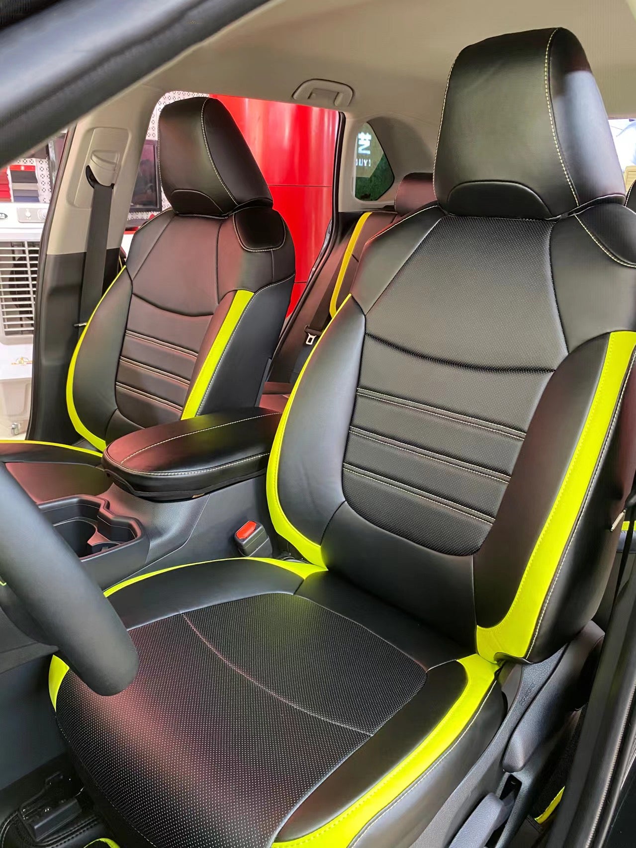 black and green leather car seat cover for toyota rav4