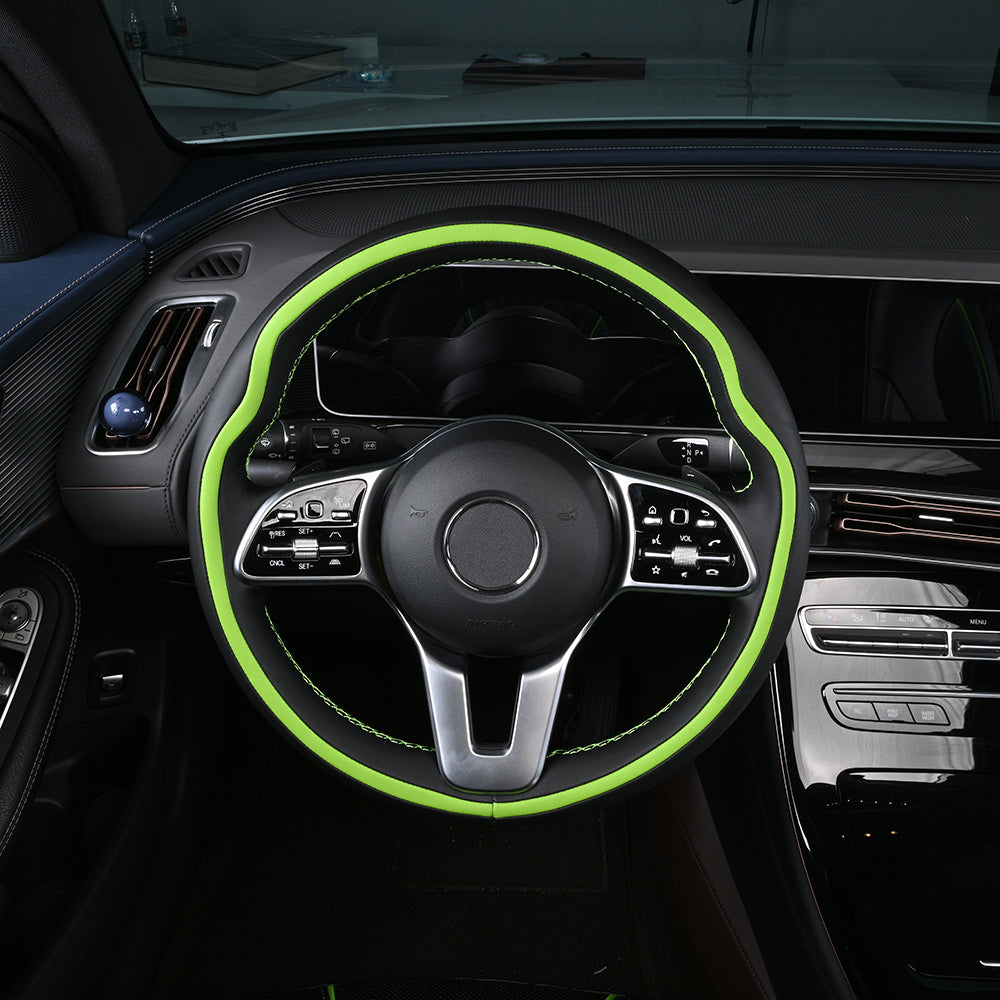 black and green nappa leather steering wheel cover for mercedes benz