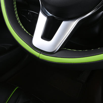 black and green nappa leather with green stitching steering wheel cover for mercedes benz