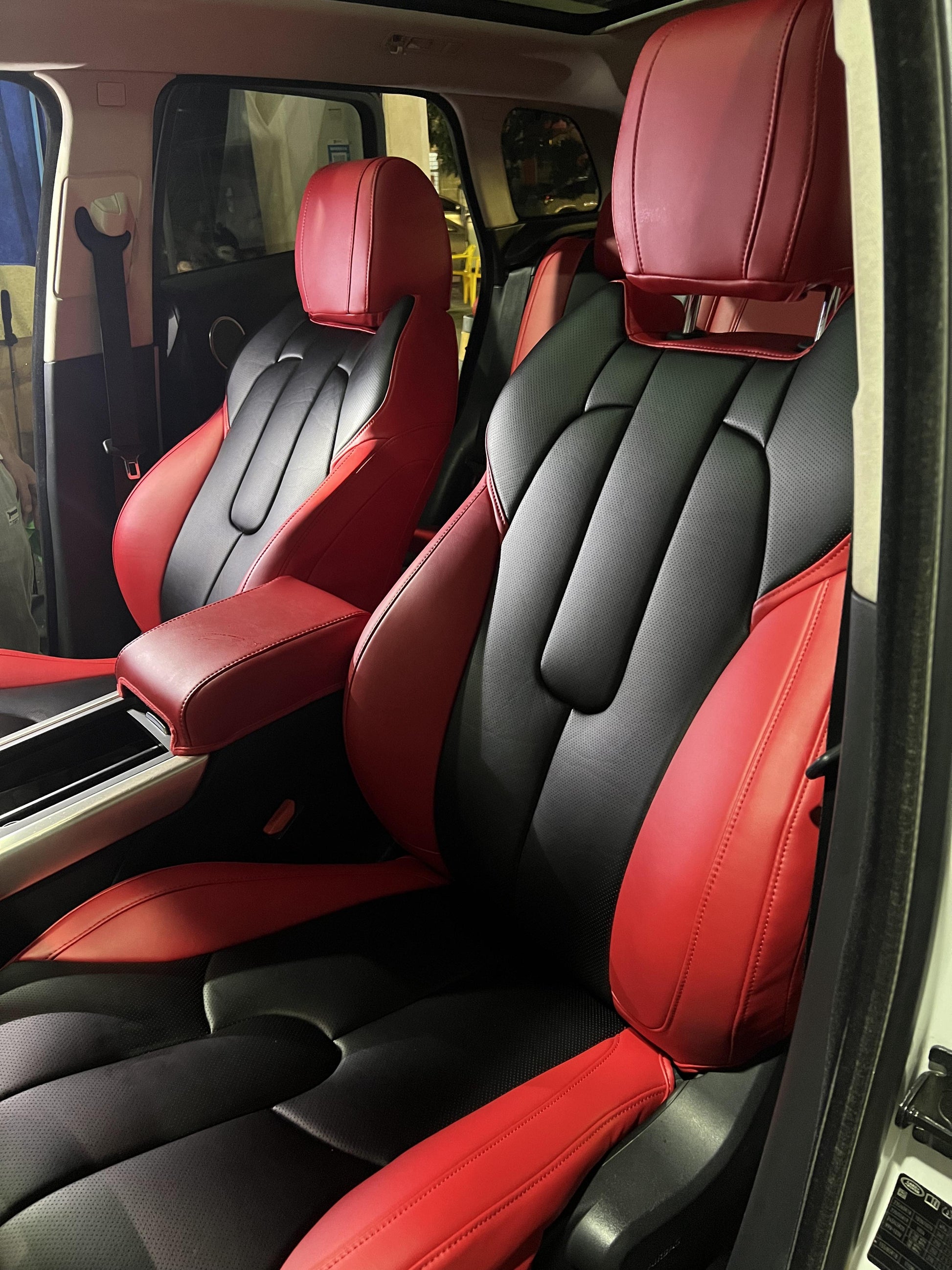 black and red nappa leather car seat cover for land rover