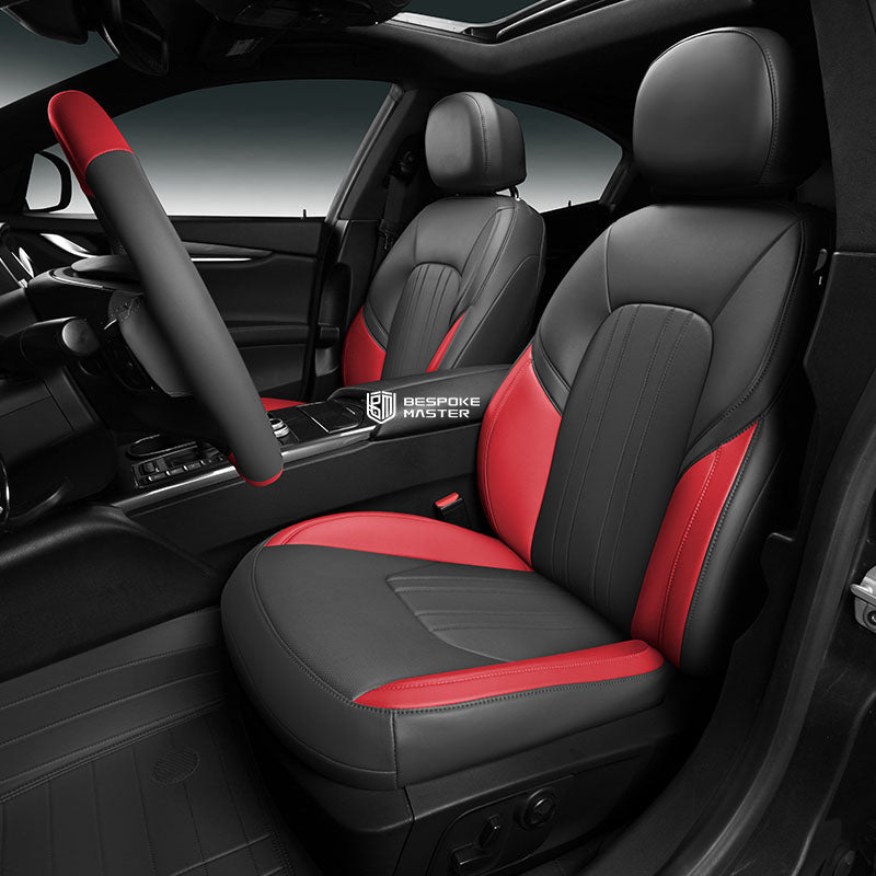 black and red nappa leather car seat cover for maserati
