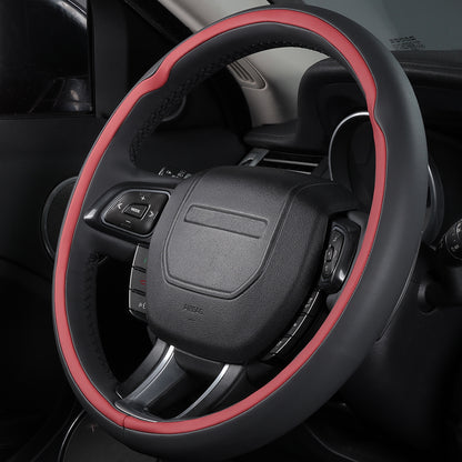 black and red nappa leather car steering wheel cover for land rover