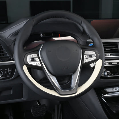 black and white nappa leather steering wheel cover for bmw