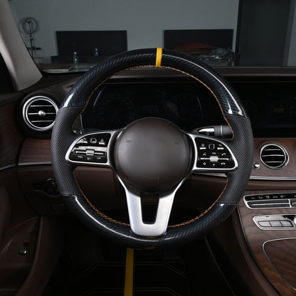black carbon fiber and black perforated ventilation nappa leather steering wheel cover for mercedes-benz